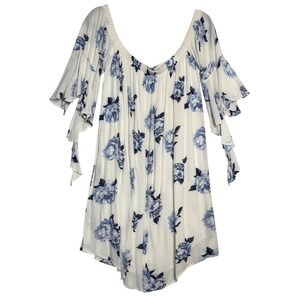 Blu Pepper Plus Size Floral‎ Boho Tunic Dress Ruffle Sleeves 3XL